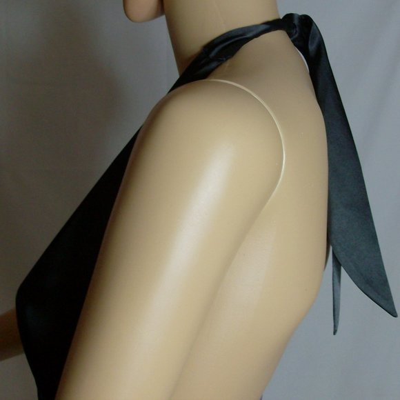 Black Satin Halter Evening Wear Adrianna Papell Size 8 NWT - Picture 3 of 12